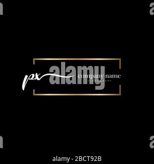 PX Initial Letter handwriting logo hand drawn template vector, logo for beauty, cosmetics, wedding, fashion and business Stock Vector