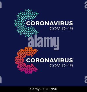 COVID-19 Coronavirus Inscription Typography Design Logo Concept. Vector illustration Stock Vector