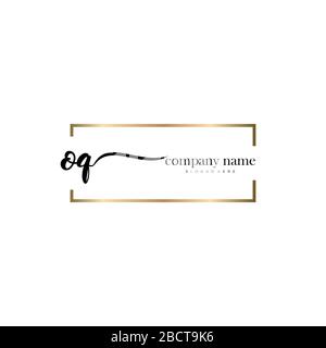 OQ Initial Letter handwriting logo hand drawn template vector, logo for beauty, cosmetics, wedding, fashion and business Stock Vector