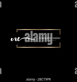 NE Initial Letter handwriting logo hand drawn template vector, logo for beauty, cosmetics, wedding, fashion and business Stock Vector