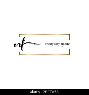NF Initial Letter handwriting logo hand drawn template vector, logo for beauty, cosmetics, wedding, fashion and business Stock Vector