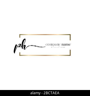 PH Initial Letter handwriting logo hand drawn template vector, logo for beauty, cosmetics, wedding, fashion and business Stock Vector