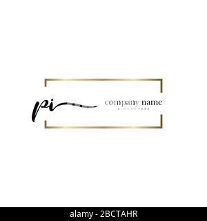 PI Initial Letter handwriting logo hand drawn template vector, logo for beauty, cosmetics, wedding, fashion and business Stock Vector