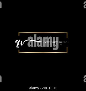 QV Initial Letter handwriting logo hand drawn template vector, logo for beauty, cosmetics, wedding, fashion and business Stock Vector