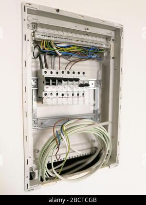 Switch Inside Panel Electric safety switches and wiring inside electrical panel Stock Photo ...