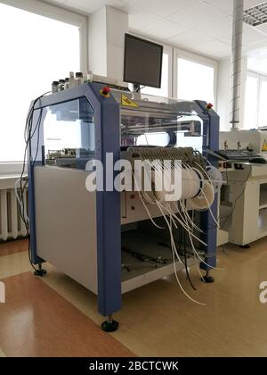 Printed circuit board components assembling machinery for industrial manufacturing Stock Photo