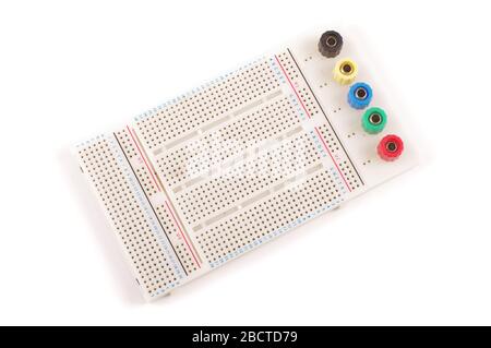 Breadboard for solderless electronics prototyping and testing new schematics Stock Photo
