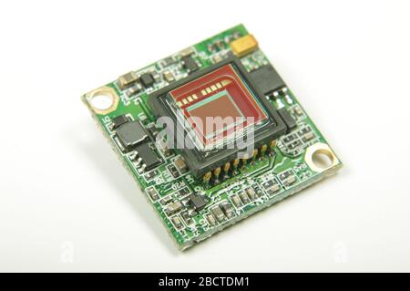 Analog signal camera sensor close up of drone first player view camera Stock Photo