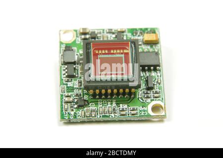 Analog signal camera sensor close up of drone first player view camera Stock Photo