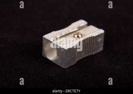It is pencil sharpener isolated on the black background Stock Photo