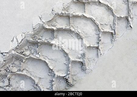 track of off-road tires in the sand. offroad in the sand. 4x4. concept of travel, adventure. car background. close up Stock Photo