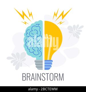 Brainstorming icons. Creative technique for generating ideas. Stock Vector