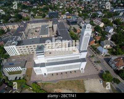 Aerial view of Christ's resurrection church in Kaunas, Lithuania Stock Photo