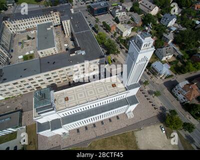 Aerial view of Christ's resurrection church in Kaunas, Lithuania Stock Photo