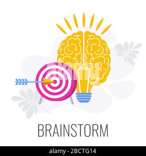 Brainstorming icons. Creative technique for generating ideas. Stock Vector