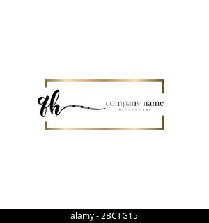 QH Initial Letter handwriting logo hand drawn template vector, logo for beauty, cosmetics, wedding, fashion and business Stock Vector