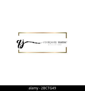 QJ Initial Letter handwriting logo hand drawn template vector, logo for beauty, cosmetics, wedding, fashion and business Stock Vector