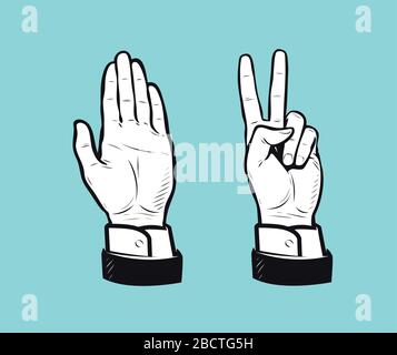 Hand retro sign. Vintage business vector illustration Stock Vector