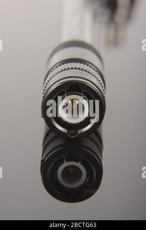 Black BNC type connector for radio frequency applications close up Stock Photo