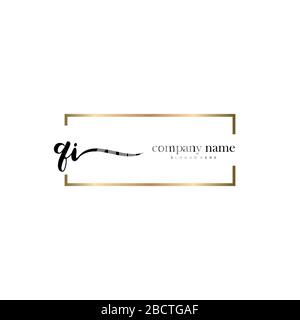 QI Initial Letter handwriting logo hand drawn template vector, logo for beauty, cosmetics, wedding, fashion and business Stock Vector