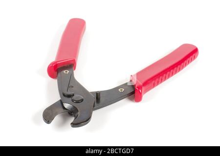 Special purpose cable cutter for professional radio frequency cable termination and crimping Stock Photo