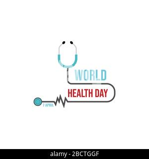 World health day vector illustration. Concept of World Health Day. Vector illustration with stethoscope vector typography lettering Stock Vector