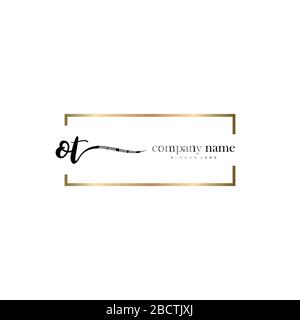 OT Initial Letter handwriting logo hand drawn template vector, logo for beauty, cosmetics, wedding, fashion and business Stock Vector