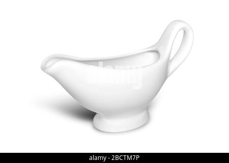 Empty ceramic gravy boat isolated on white background Stock Photo