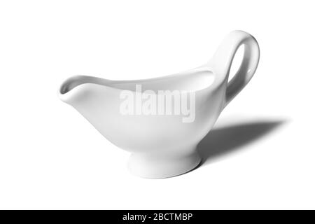 Empty ceramic gravy boat isolated on white background Stock Photo