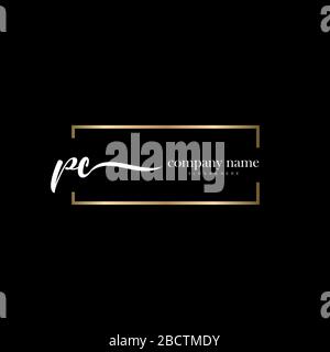 PC Initial Letter handwriting logo hand drawn template vector, logo for beauty, cosmetics, wedding, fashion and business Stock Vector