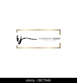 RJ Initial Letter handwriting logo hand drawn template vector, logo for beauty, cosmetics, wedding, fashion and business Stock Vector