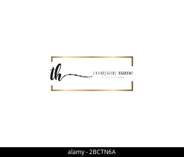 TH Initial Letter handwriting logo hand drawn template vector, logo for beauty, cosmetics, wedding, fashion and business Stock Vector