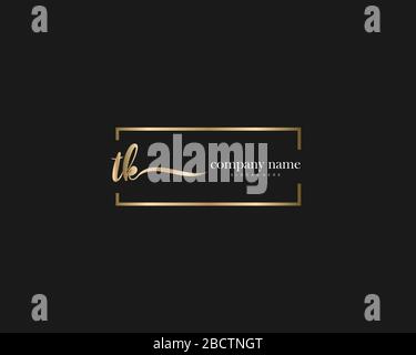 TK Initial Letter handwriting logo hand drawn template vector, logo for beauty, cosmetics, wedding, fashion and business Stock Vector