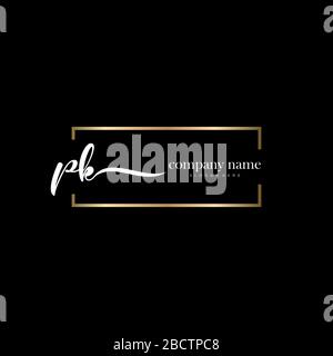 PK Initial Letter handwriting logo hand drawn template vector, logo for beauty, cosmetics, wedding, fashion and business Stock Vector
