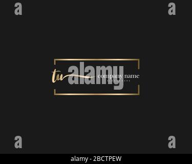 TU Initial Letter handwriting logo hand drawn template vector, logo for beauty, cosmetics, wedding, fashion and business Stock Vector