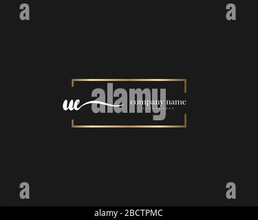 UE Initial Letter handwriting logo hand drawn template vector, logo for beauty, cosmetics, wedding, fashion and business Stock Vector