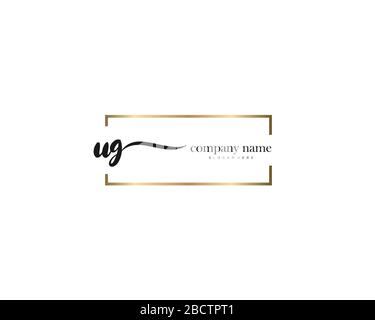 UG Initial Letter handwriting logo hand drawn template vector, logo for beauty, cosmetics, wedding, fashion and business Stock Vector