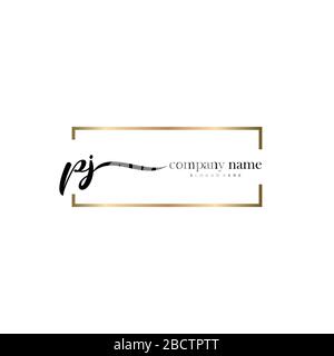 PJ Initial Letter handwriting logo hand drawn template vector, logo for beauty, cosmetics, wedding, fashion and business Stock Vector