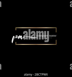 PM Initial Letter handwriting logo hand drawn template vector, logo for beauty, cosmetics, wedding, fashion and business Stock Vector