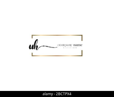 UH Initial Letter handwriting logo hand drawn template vector, logo for beauty, cosmetics, wedding, fashion and business Stock Vector