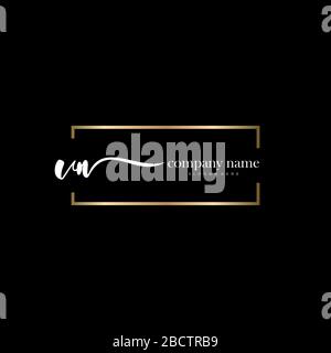 VN Initial Letter handwriting logo hand drawn template vector, logo for beauty, cosmetics, wedding, fashion and business Stock Vector
