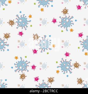 seamless pattern glitch effect Coronavirus COVID-19 . Virus bacteria nCoV Stock Vector