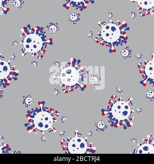 stereo seamless pattern of a bacterium virus Coronavirus COVID-19 . Virus bacteria Virus Covid 19-NCP Stock Vector