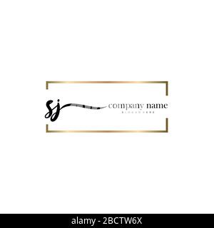 SJ Initial Letter handwriting logo hand drawn template vector, logo for beauty, cosmetics, wedding, fashion and business Stock Vector