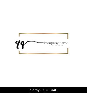 QQ Initial Letter handwriting logo hand drawn template vector, logo for beauty, cosmetics, wedding, fashion and business Stock Vector