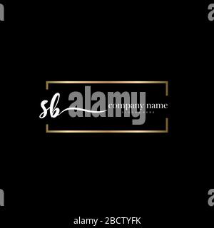 SB Initial Letter handwriting logo hand drawn template vector, logo for beauty, cosmetics, wedding, fashion and business Stock Vector