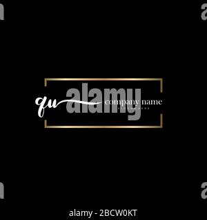 QU Initial Letter handwriting logo hand drawn template vector, logo for beauty, cosmetics, wedding, fashion and business Stock Vector