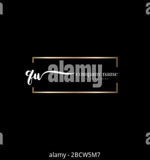 QU Initial Letter handwriting logo hand drawn template vector, logo for beauty, cosmetics, wedding, fashion and business Stock Vector