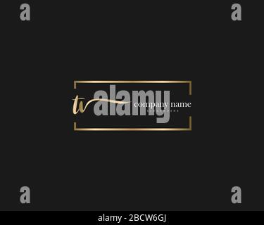 TV Initial Letter handwriting logo hand drawn template vector, logo for beauty, cosmetics, wedding, fashion and business Stock Vector