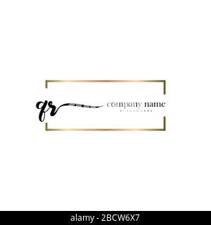 QR Initial Letter handwriting logo hand drawn template vector, logo for beauty, cosmetics, wedding, fashion and business Stock Vector